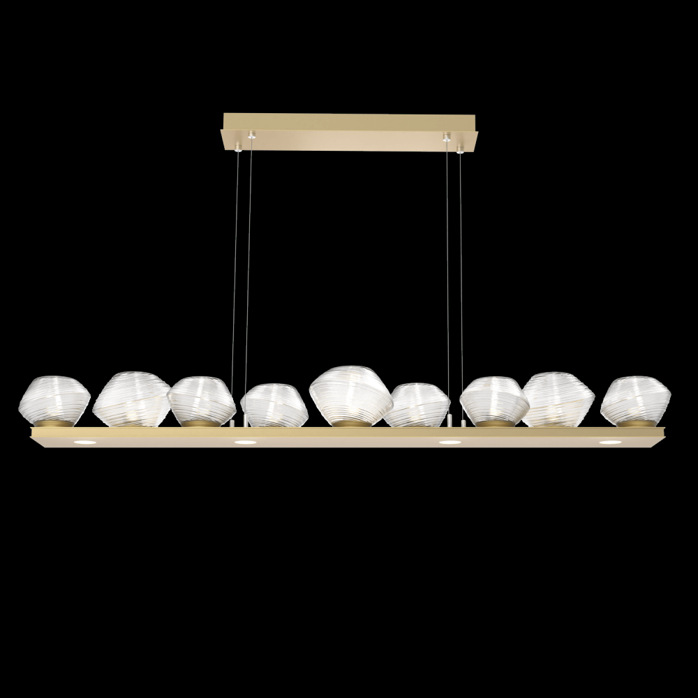 Mesa 59&#34; Linear Suspension-Gilded Brass-Clear Blown Glass