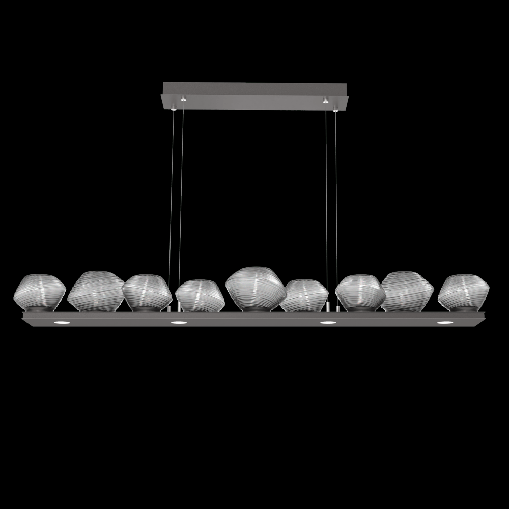 Mesa 59&#34; Linear Suspension-Graphite-Smoke Blown Glass