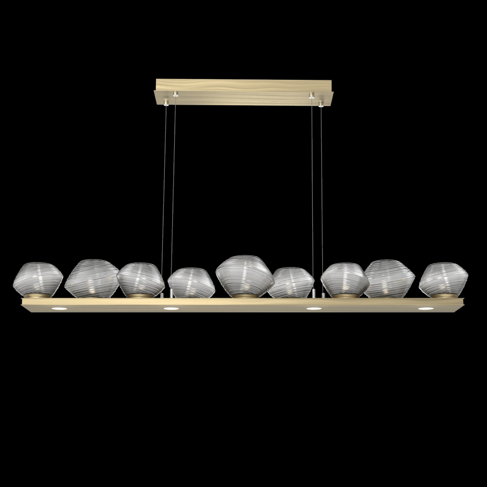 Mesa 59&#34; Linear Suspension-Heritage Brass-Smoke Blown Glass