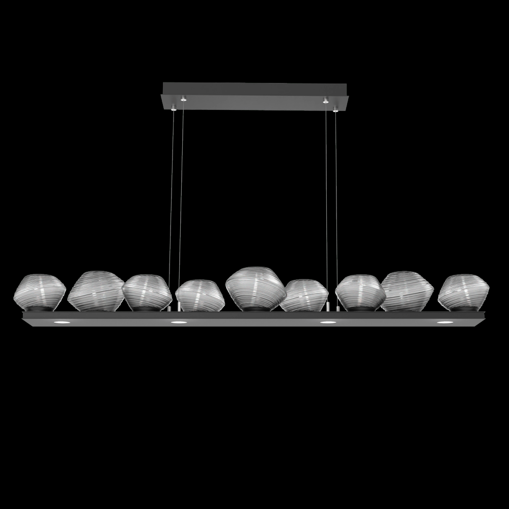 Mesa 59&#34; Linear Suspension-Matte Black-Smoke Blown Glass