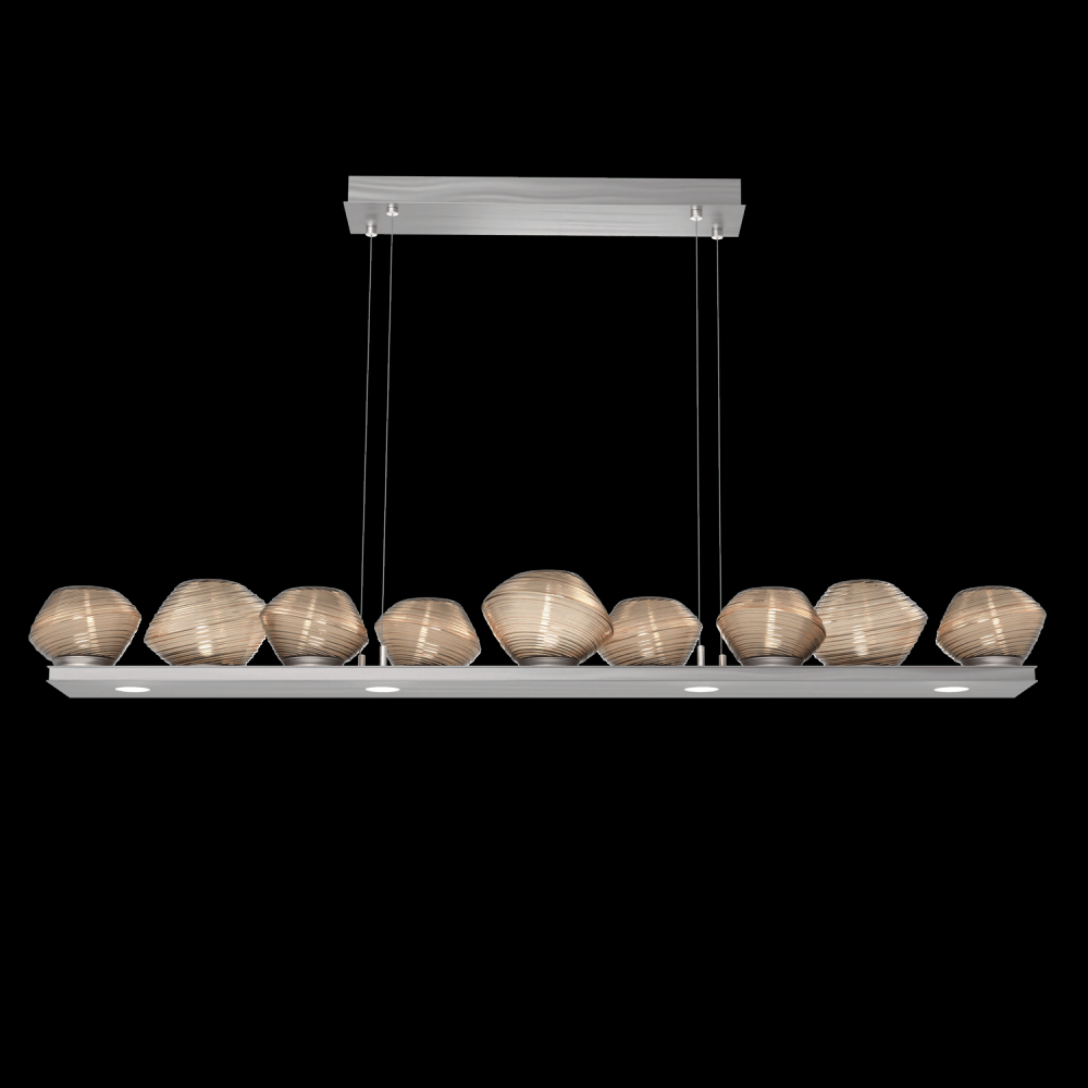 Mesa 59&#34; Linear Suspension-Satin Nickel-Bronze Blown Glass