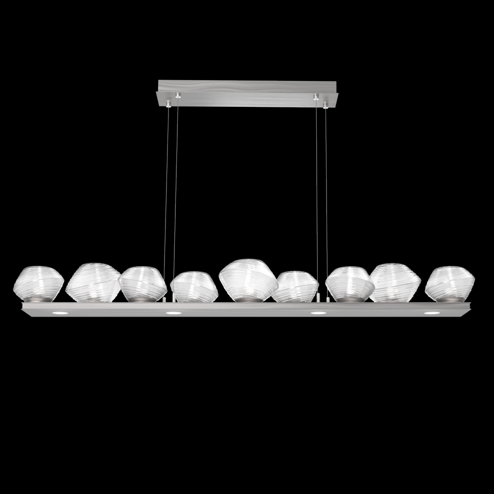 Mesa 59&#34; Linear Suspension-Satin Nickel-Clear Blown Glass