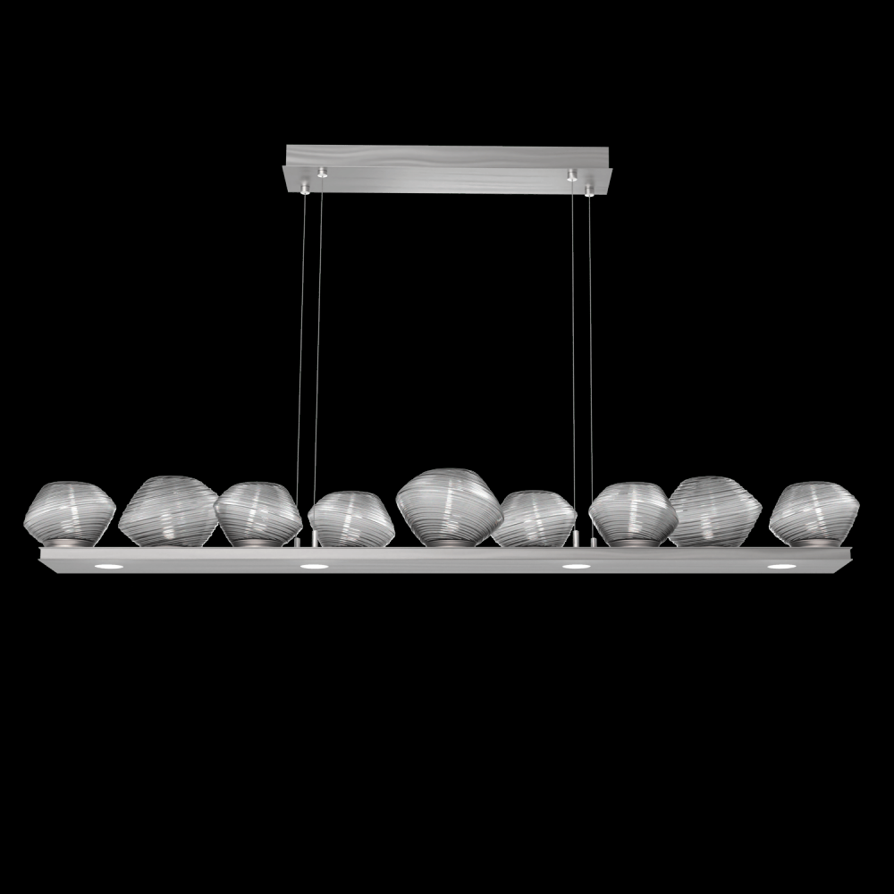 Mesa 59&#34; Linear Suspension-Satin Nickel-Smoke Blown Glass