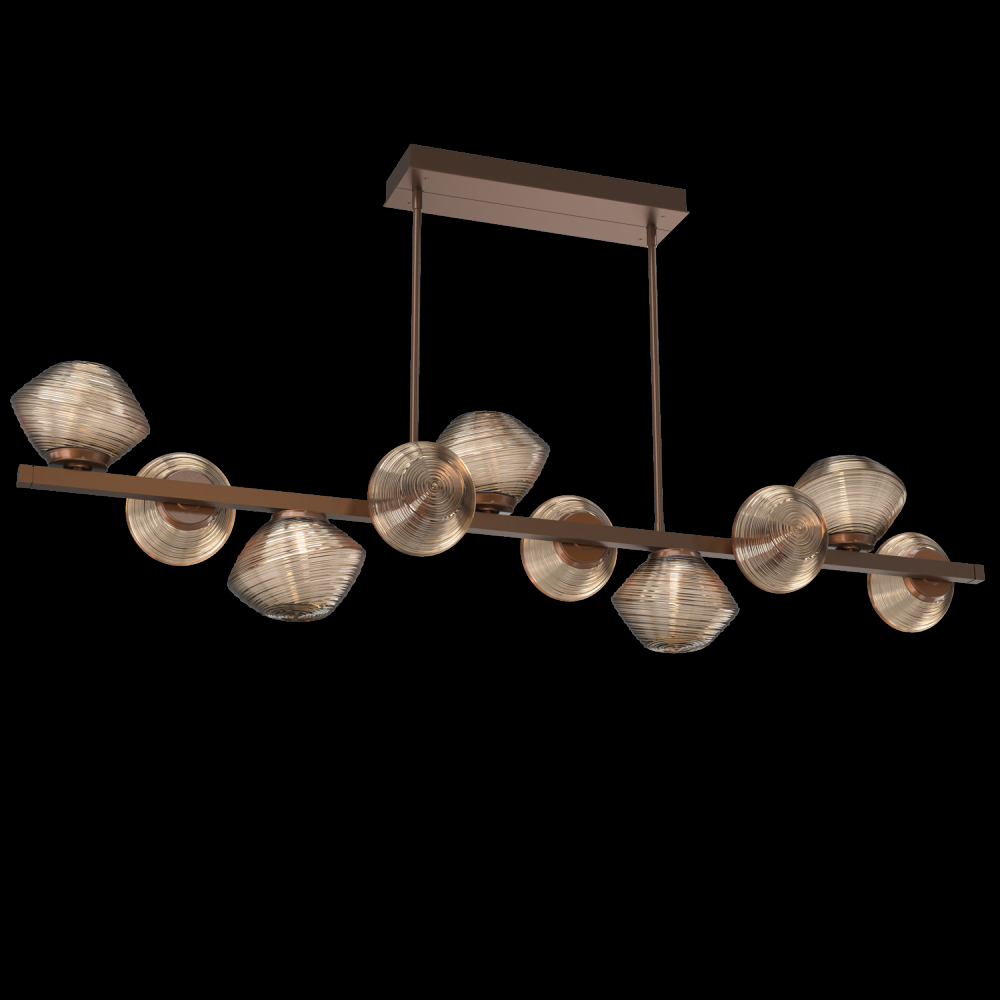 Mesa 10pc Twisted Branch-Burnished Bronze-Bronze Blown Glass-Threaded Rod Suspension-LED 3000K