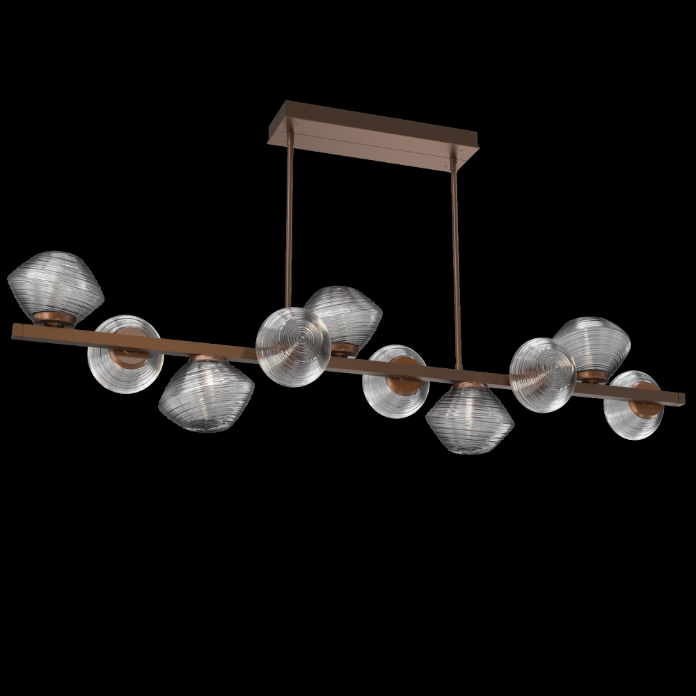 Mesa 10pc Twisted Branch-Burnished Bronze-Smoke Blown Glass-Threaded Rod Suspension-LED 3000K