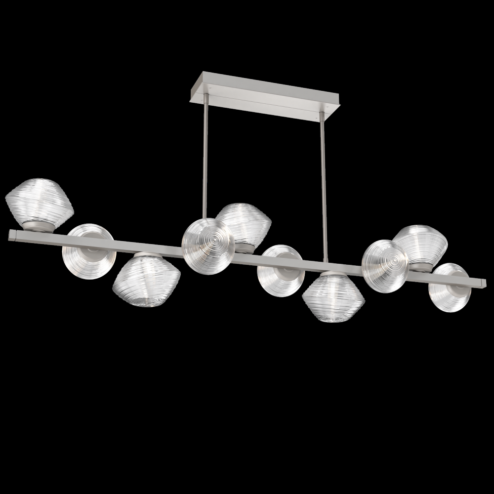 Mesa 10pc Twisted Branch-Beige Silver-Clear Blown Glass-Threaded Rod Suspension-LED 2700K