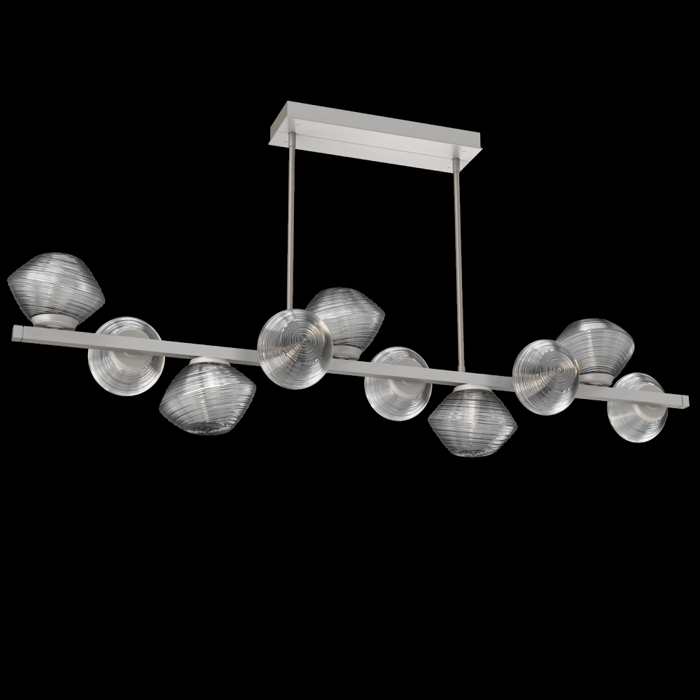Mesa 10pc Twisted Branch-Beige Silver-Smoke Blown Glass-Threaded Rod Suspension-LED 3000K
