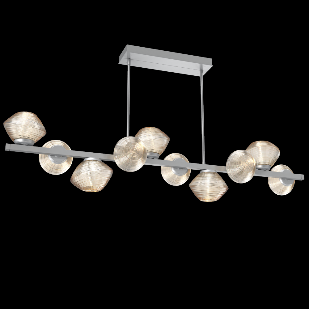 Mesa 10pc Twisted Branch-Classic Silver-Amber Blown Glass-Threaded Rod Suspension-LED 2700K