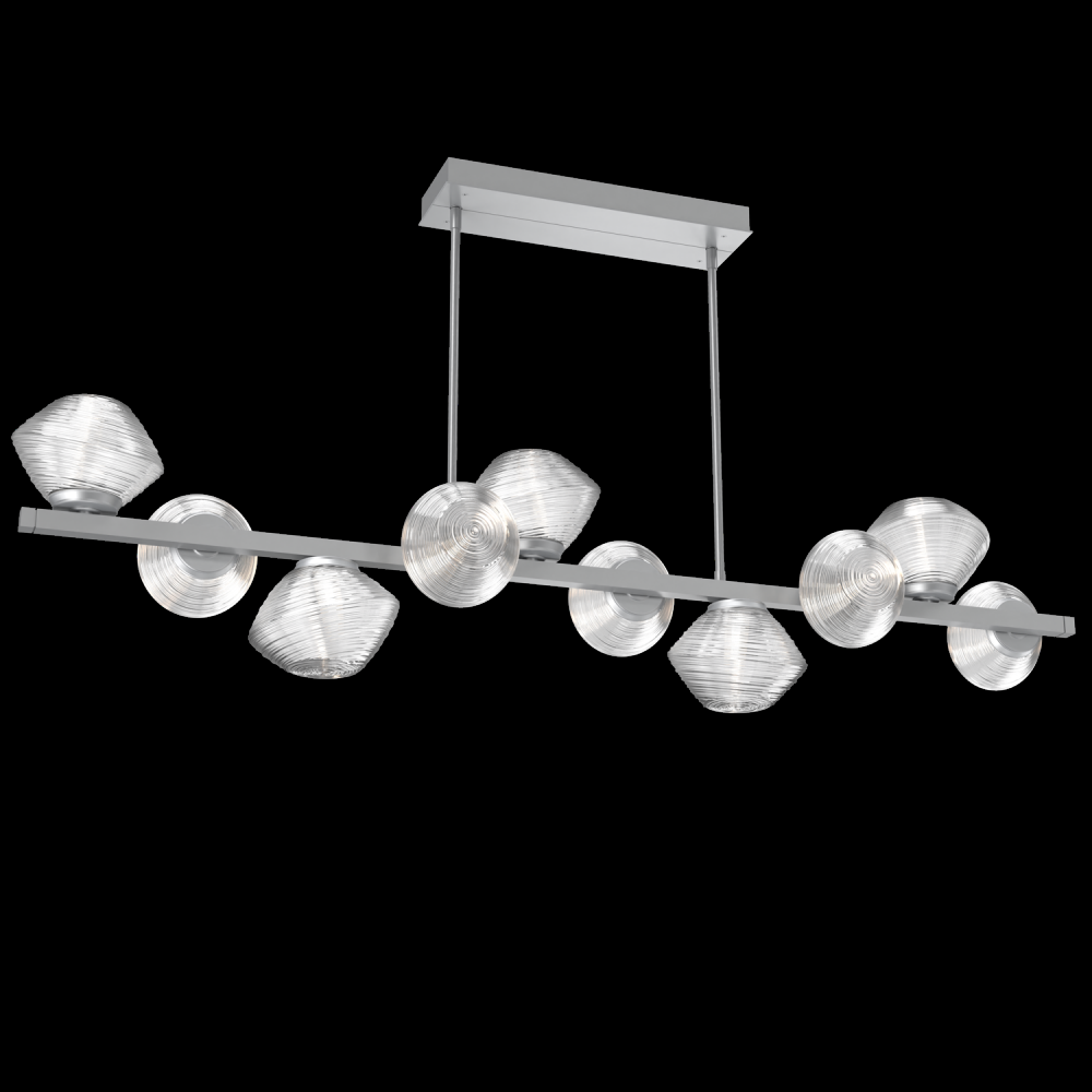 Mesa 10pc Twisted Branch-Classic Silver-Clear Blown Glass-Threaded Rod Suspension-LED 3000K