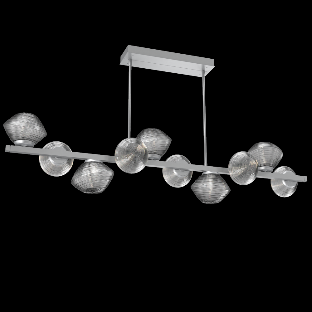 Mesa 10pc Twisted Branch-Classic Silver-Smoke Blown Glass-Threaded Rod Suspension-LED 3000K