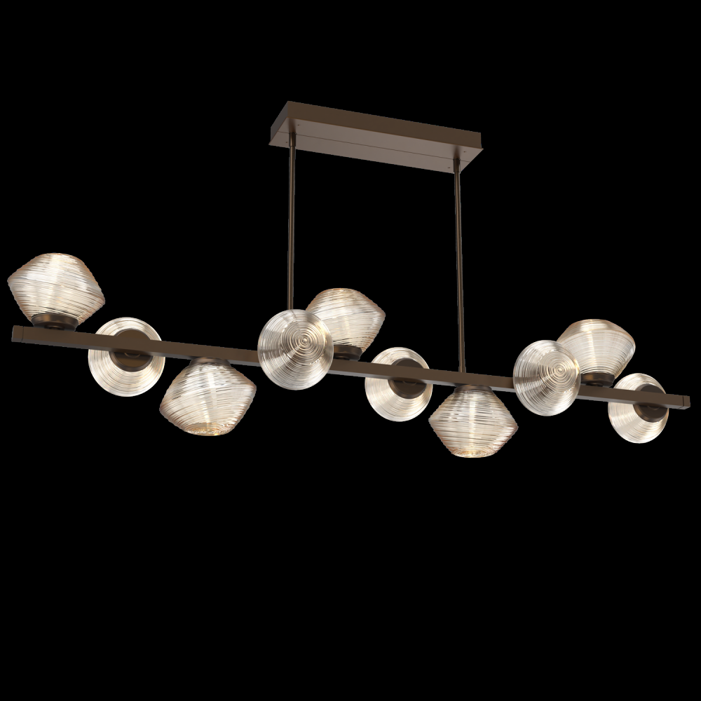 Mesa 10pc Twisted Branch-Flat Bronze-Amber Blown Glass-Threaded Rod Suspension-LED 2700K