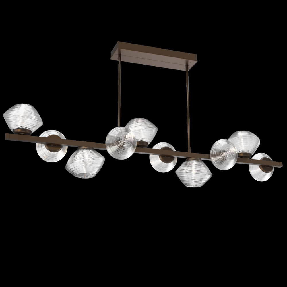 Mesa 10pc Twisted Branch-Flat Bronze-Clear Blown Glass-Threaded Rod Suspension-LED 3000K