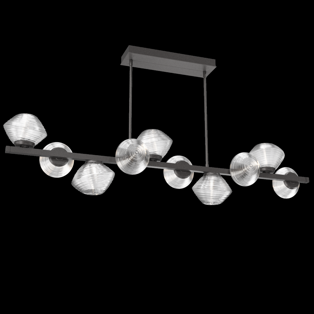 Mesa 10pc Twisted Branch-Graphite-Clear Blown Glass-Threaded Rod Suspension-LED 2700K