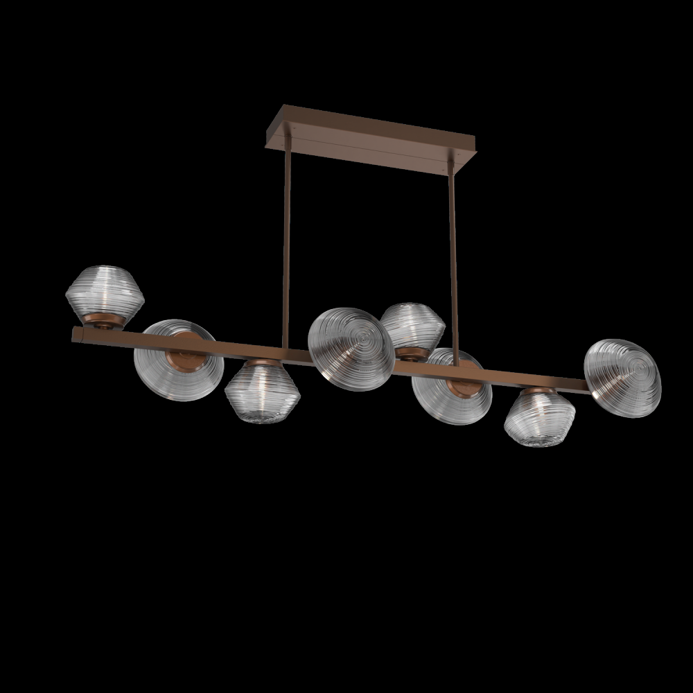 Mesa 8pc Twisted Branch-Burnished Bronze-Smoke Blown Glass-Threaded Rod Suspension-LED 3000K