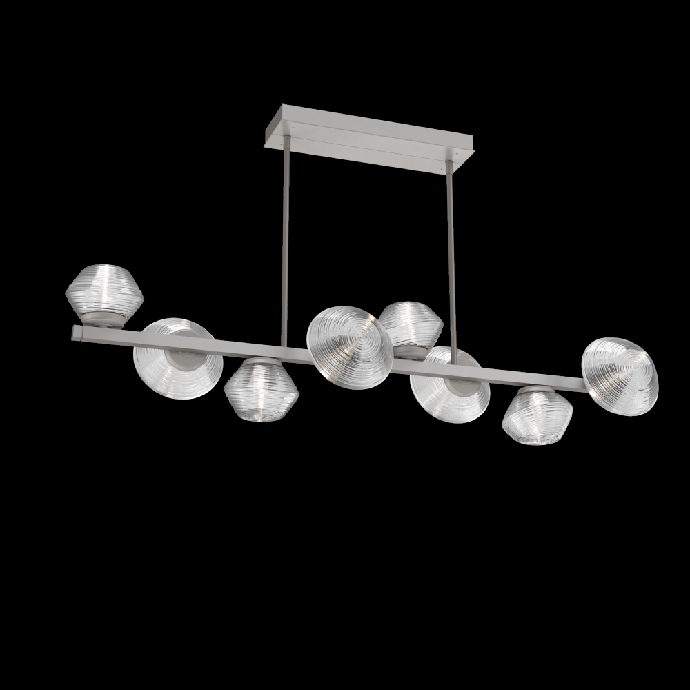 Mesa 8pc Twisted Branch-Beige Silver-Clear Blown Glass-Threaded Rod Suspension-LED 3000K