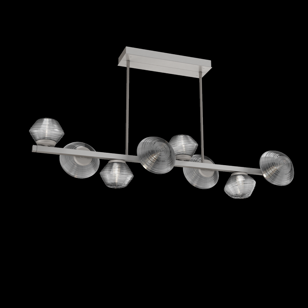Mesa 8pc Twisted Branch-Beige Silver-Smoke Blown Glass-Threaded Rod Suspension-LED 2700K