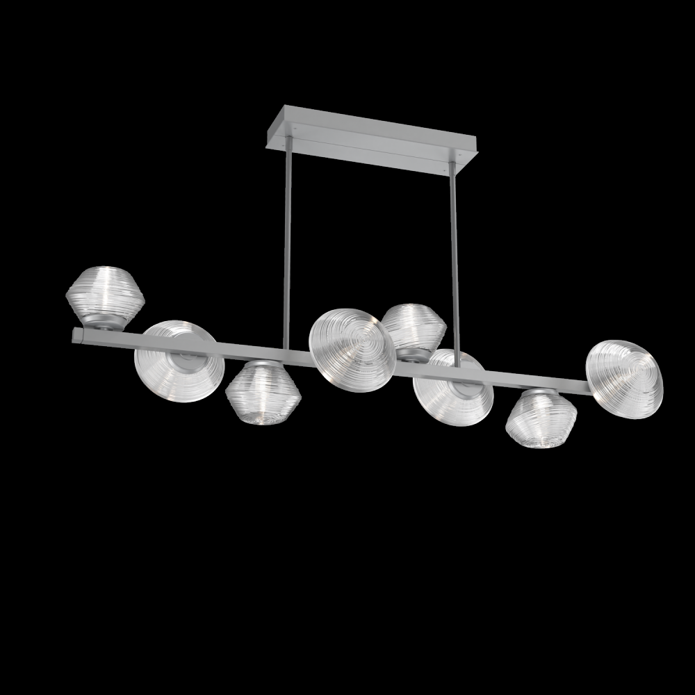 Mesa 8pc Twisted Branch-Classic Silver-Clear Blown Glass-Threaded Rod Suspension-LED 3000K