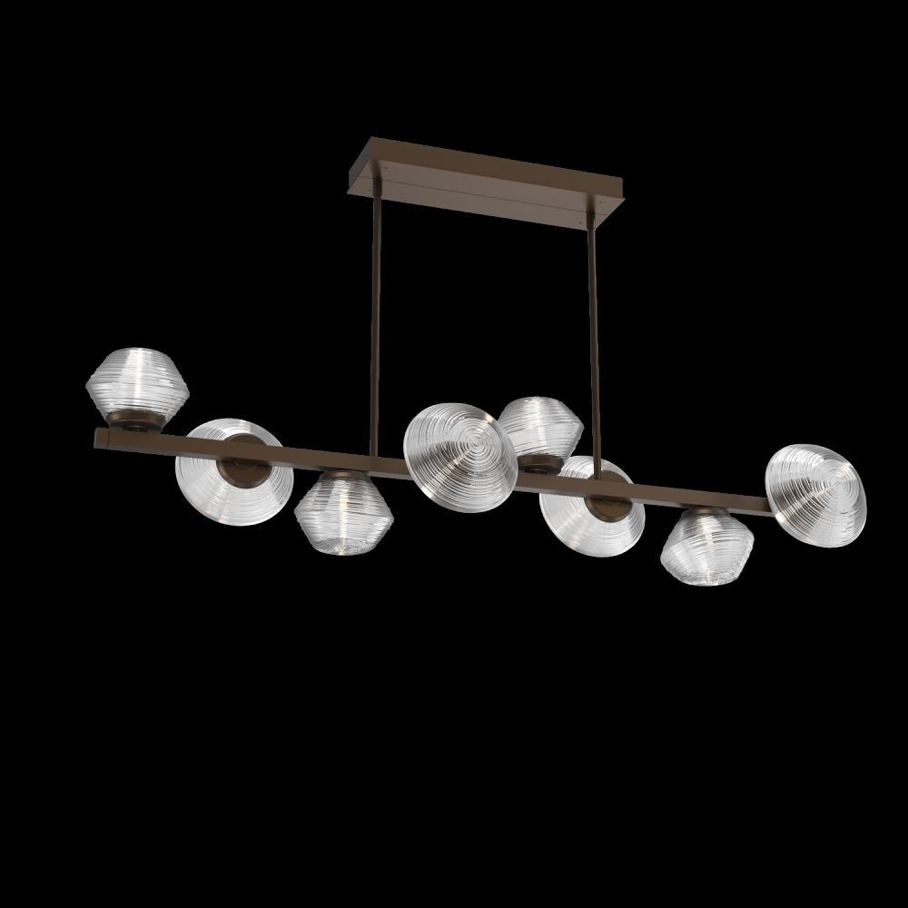 Mesa 8pc Twisted Branch-Flat Bronze-Clear Blown Glass-Threaded Rod Suspension-LED 3000K