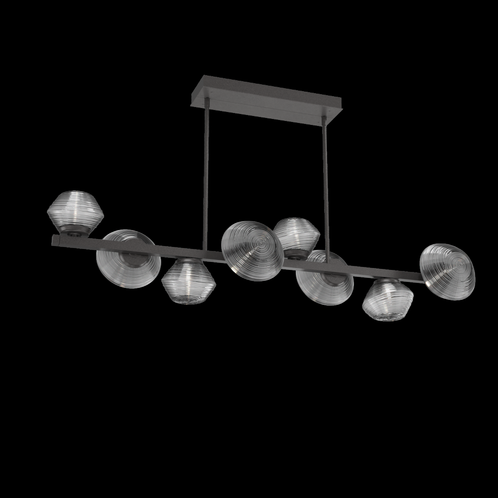 Mesa 8pc Twisted Branch-Graphite-Smoke Blown Glass-Threaded Rod Suspension-LED 2700K