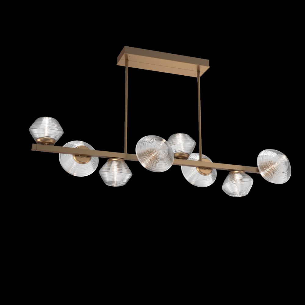 Mesa 8pc Twisted Branch-Novel Brass-Clear Blown Glass-Threaded Rod Suspension-LED 2700K