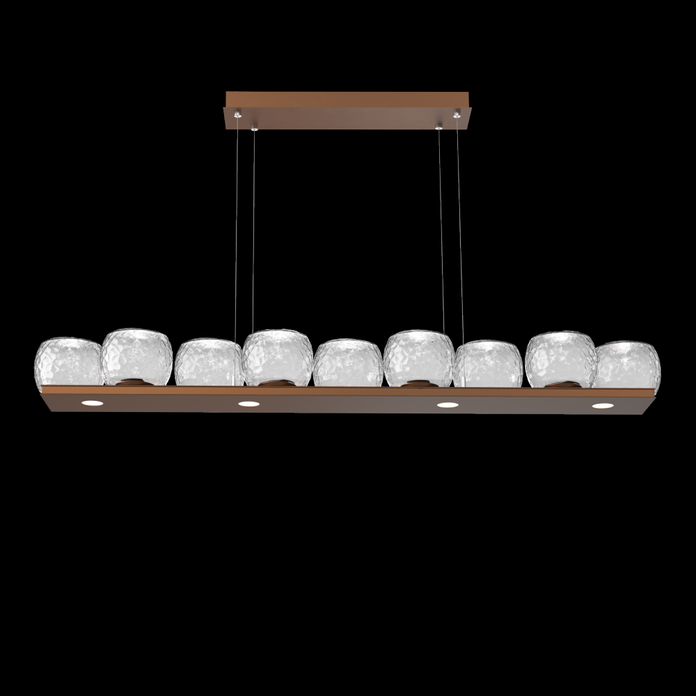 Vessel 59-inch Platform Linear-Burnished Bronze-Clear Blown Glass-Stainless Cable-LED 2700K