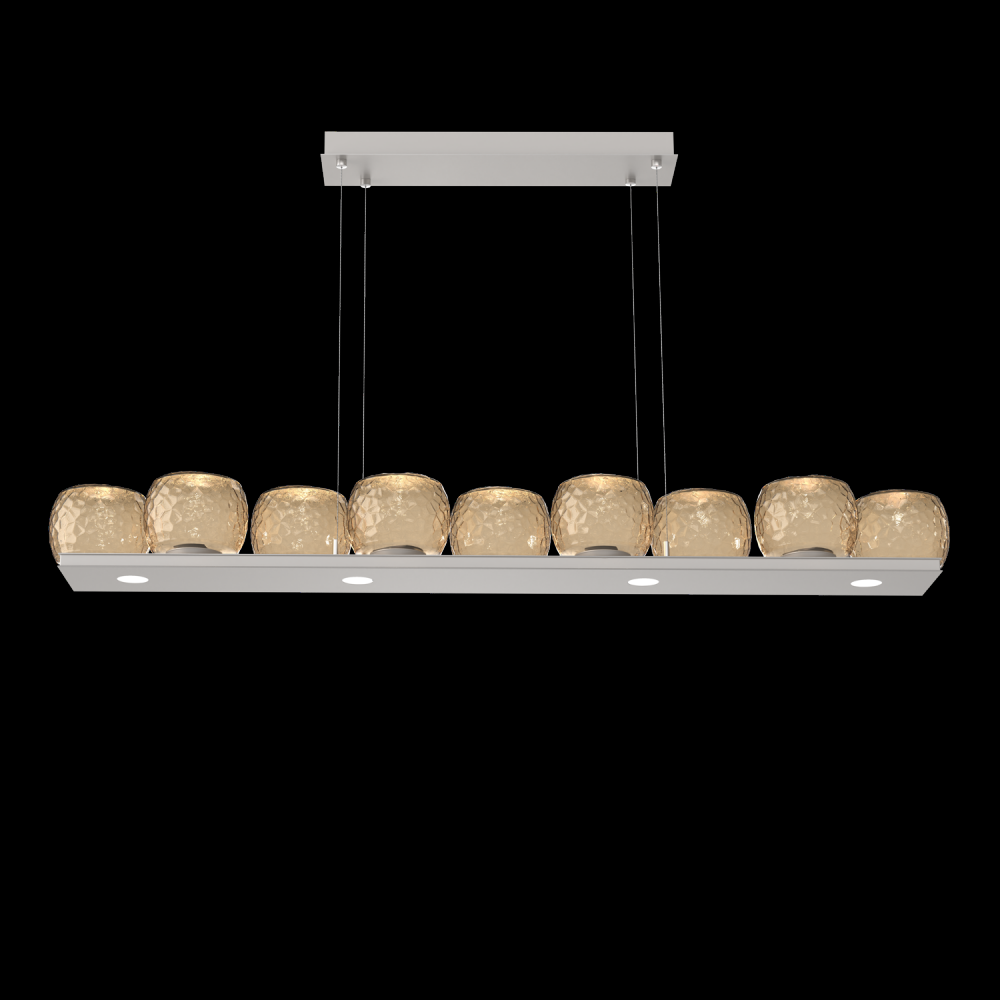 Vessel 59-inch Platform Linear-Beige Silver-Bronze Blown Glass-Stainless Cable-LED 2700K