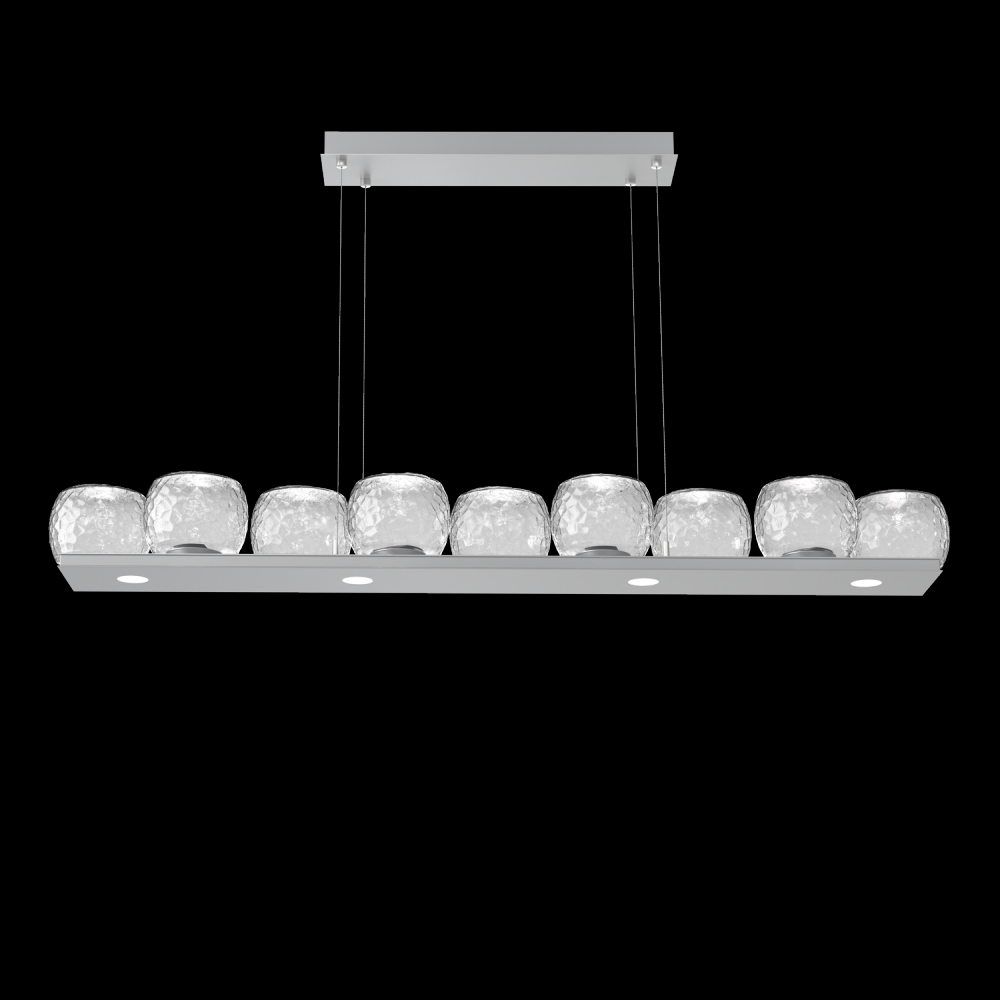 Vessel 59-inch Platform Linear-Classic Silver-Clear Blown Glass-Stainless Cable-LED 2700K