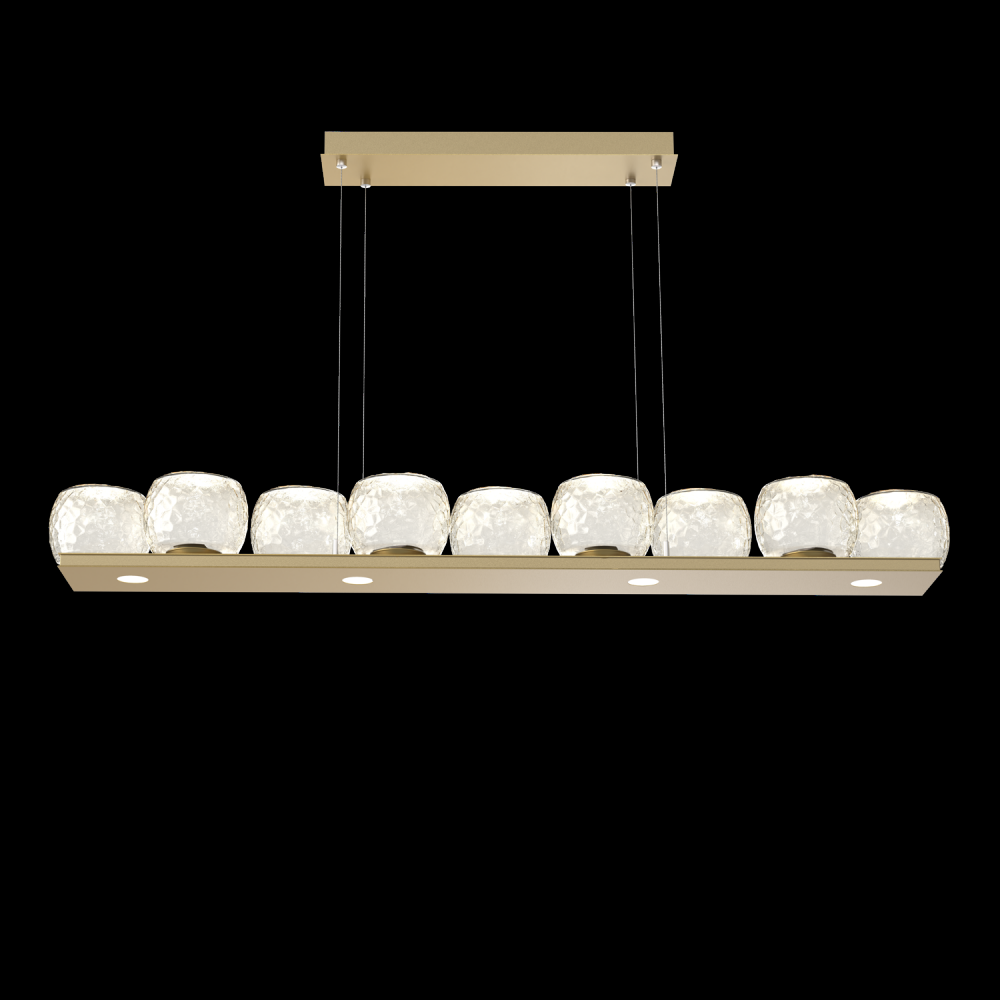 Vessel 59-inch Platform Linear-Gilded Brass-Amber Blown Glass-Stainless Cable-LED 3000K