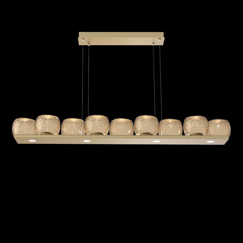 Vessel 59-inch Platform Linear-Gilded Brass-Bronze Blown Glass-Stainless Cable-LED 2700K