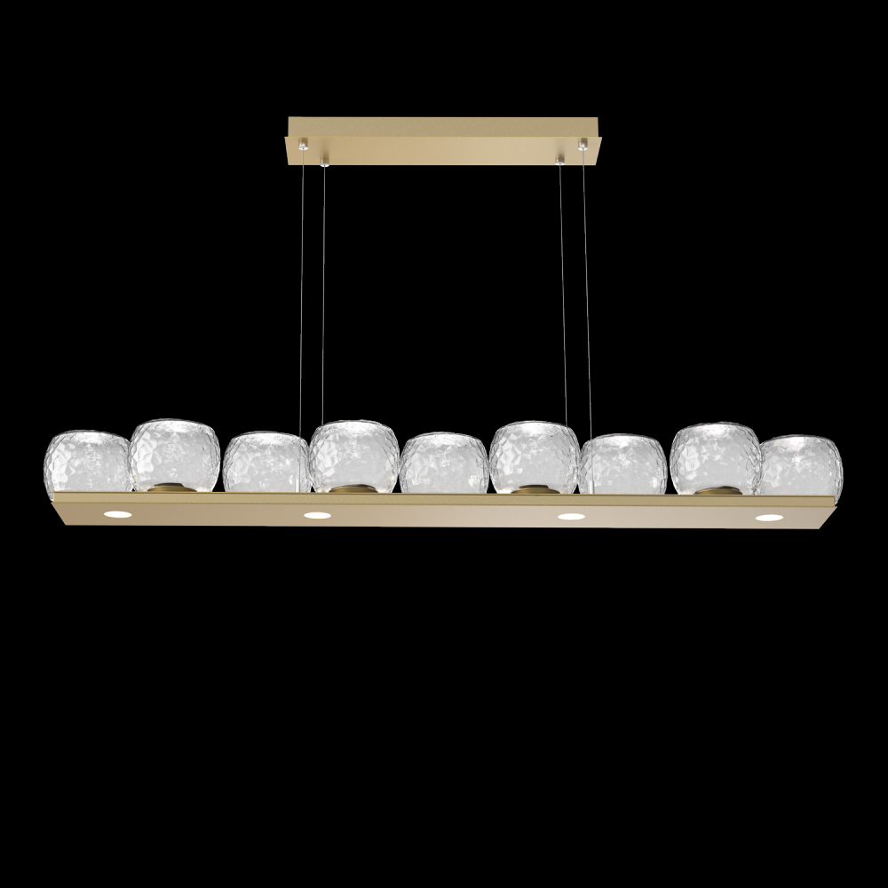 Vessel 59-inch Platform Linear-Gilded Brass-Clear Blown Glass-Stainless Cable-LED 2700K