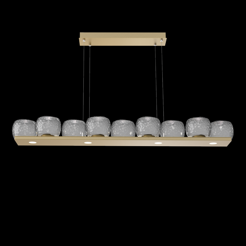 Vessel 59-inch Platform Linear-Gilded Brass-Smoke Blown Glass-Stainless Cable-LED 2700K