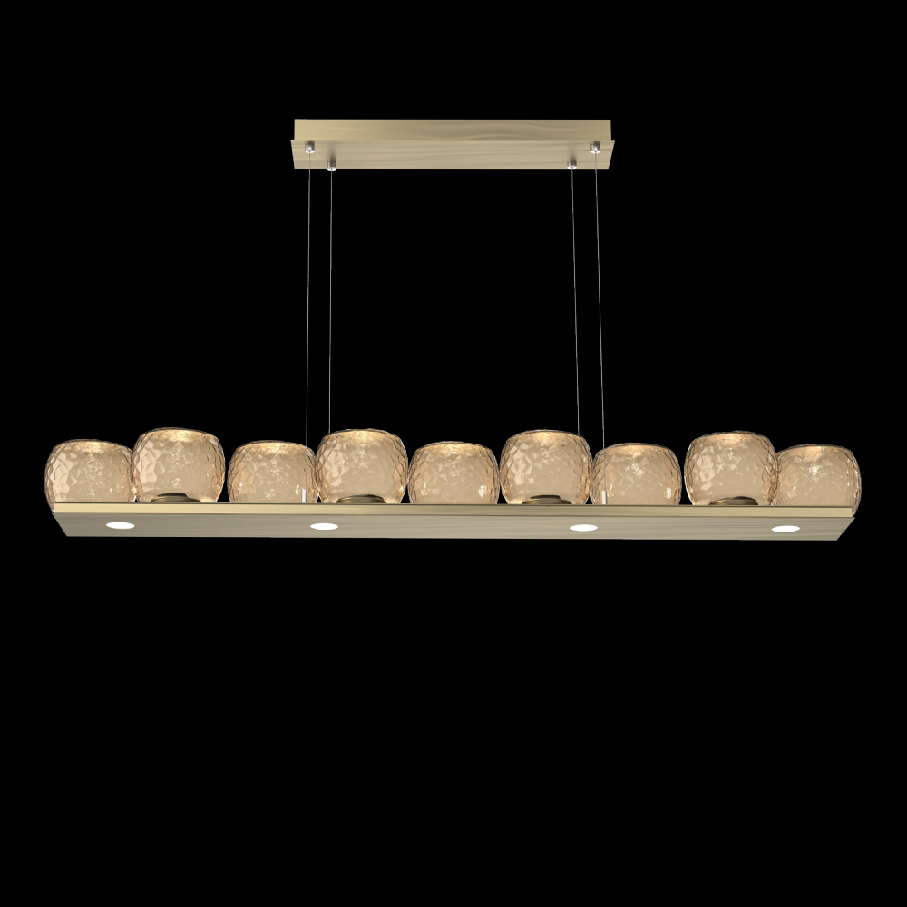 Vessel 59-inch Platform Linear-Heritage Brass-Bronze Blown Glass-Stainless Cable-LED 2700K