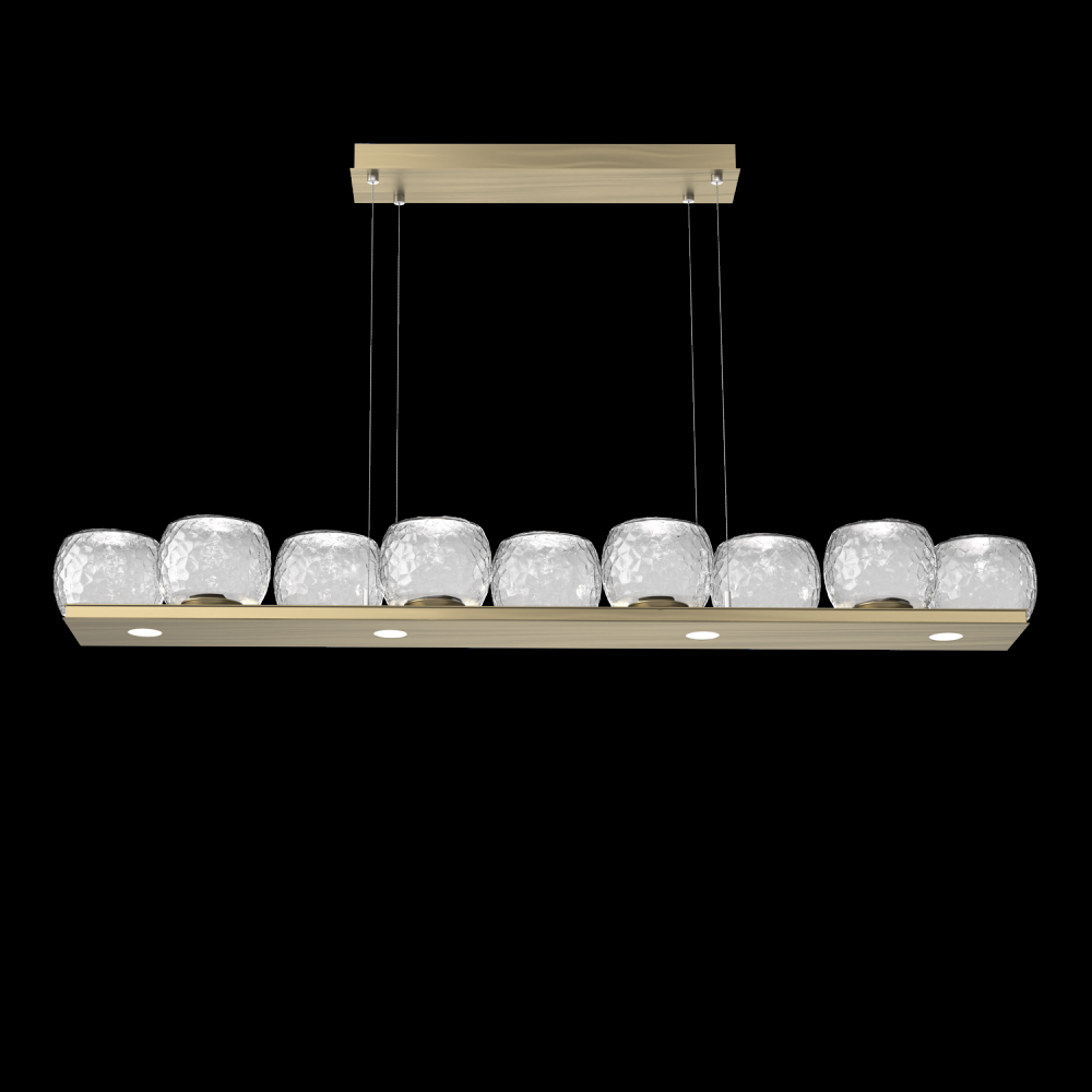 Vessel 59-inch Platform Linear-Heritage Brass-Clear Blown Glass-Stainless Cable-LED 2700K