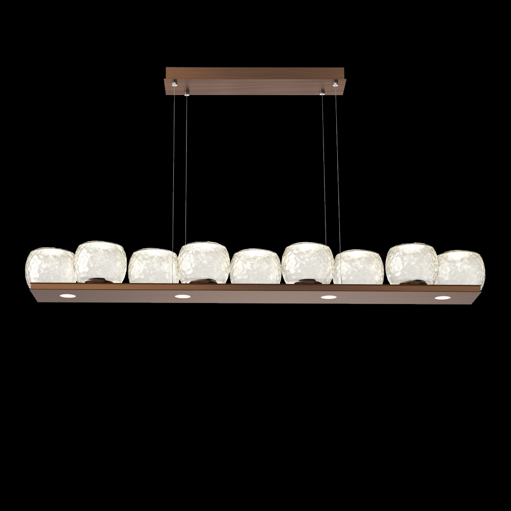 Vessel 59-inch Platform Linear-Oil Rubbed Bronze-Amber Blown Glass-Stainless Cable-LED 2700K