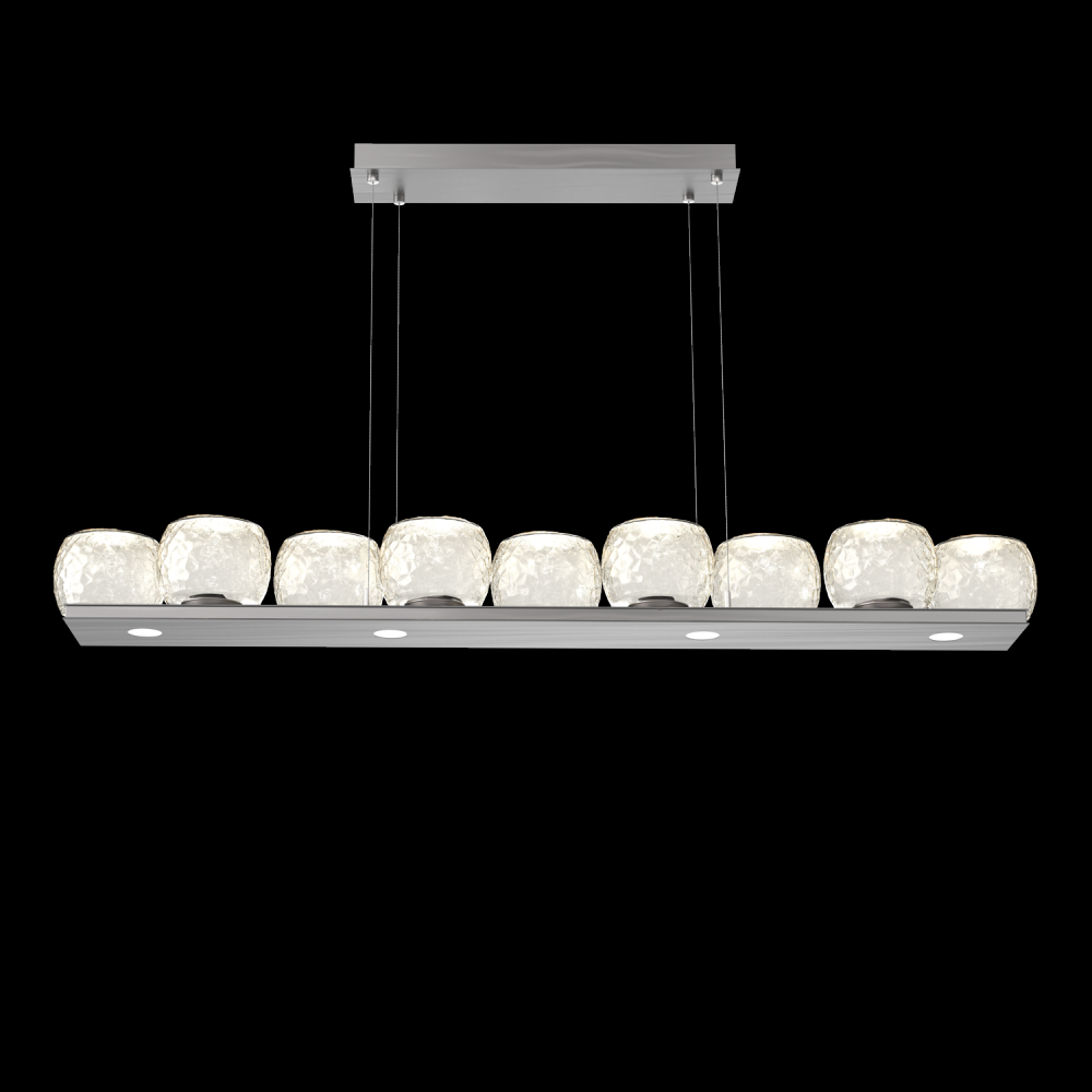 Vessel 59-inch Platform Linear-Satin Nickel-Amber Blown Glass-Stainless Cable-LED 2700K