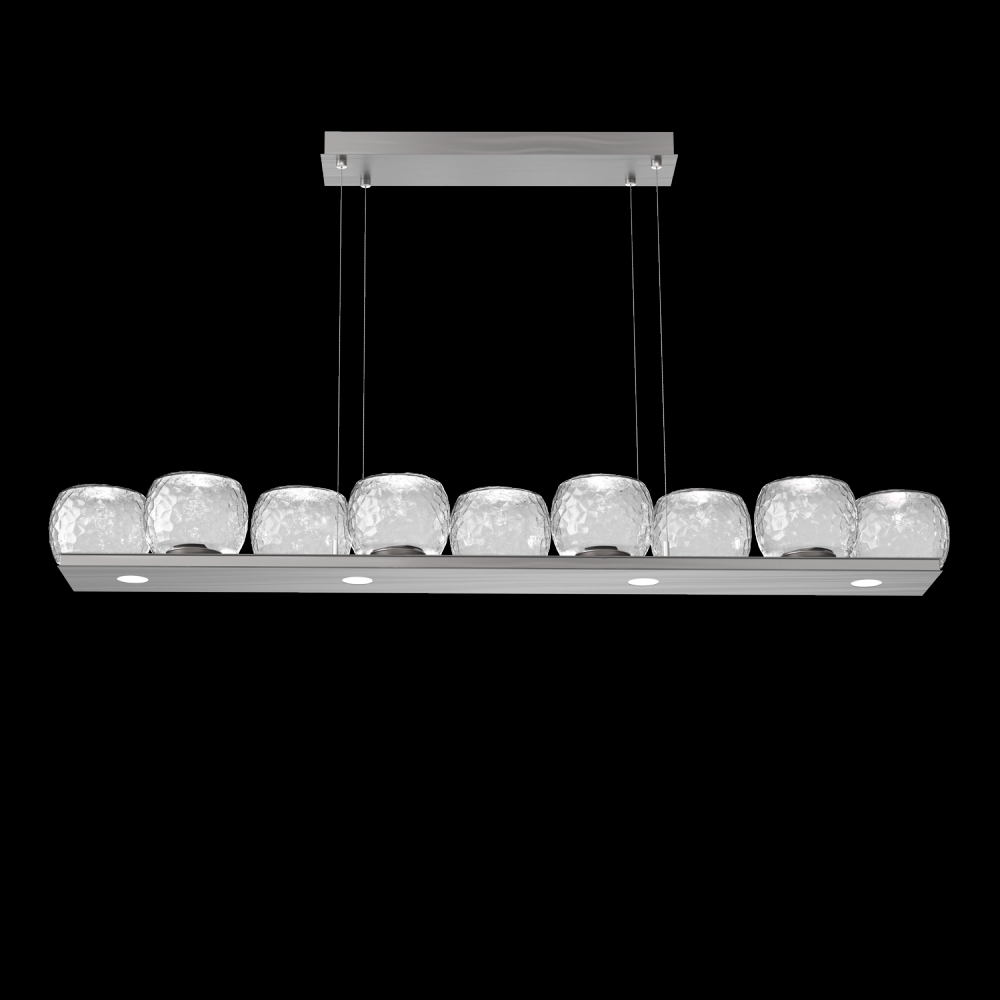 Vessel 59-inch Platform Linear-Satin Nickel-Clear Blown Glass-Stainless Cable-LED 2700K