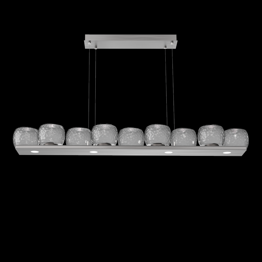 Vessel 59-inch Platform Linear-Satin Nickel-Smoke Blown Glass-Stainless Cable-LED 3000K