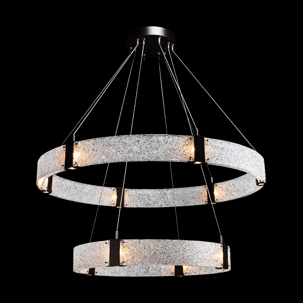 Two Tier Parallel Ring Chandelier-2C-Satin Nickel