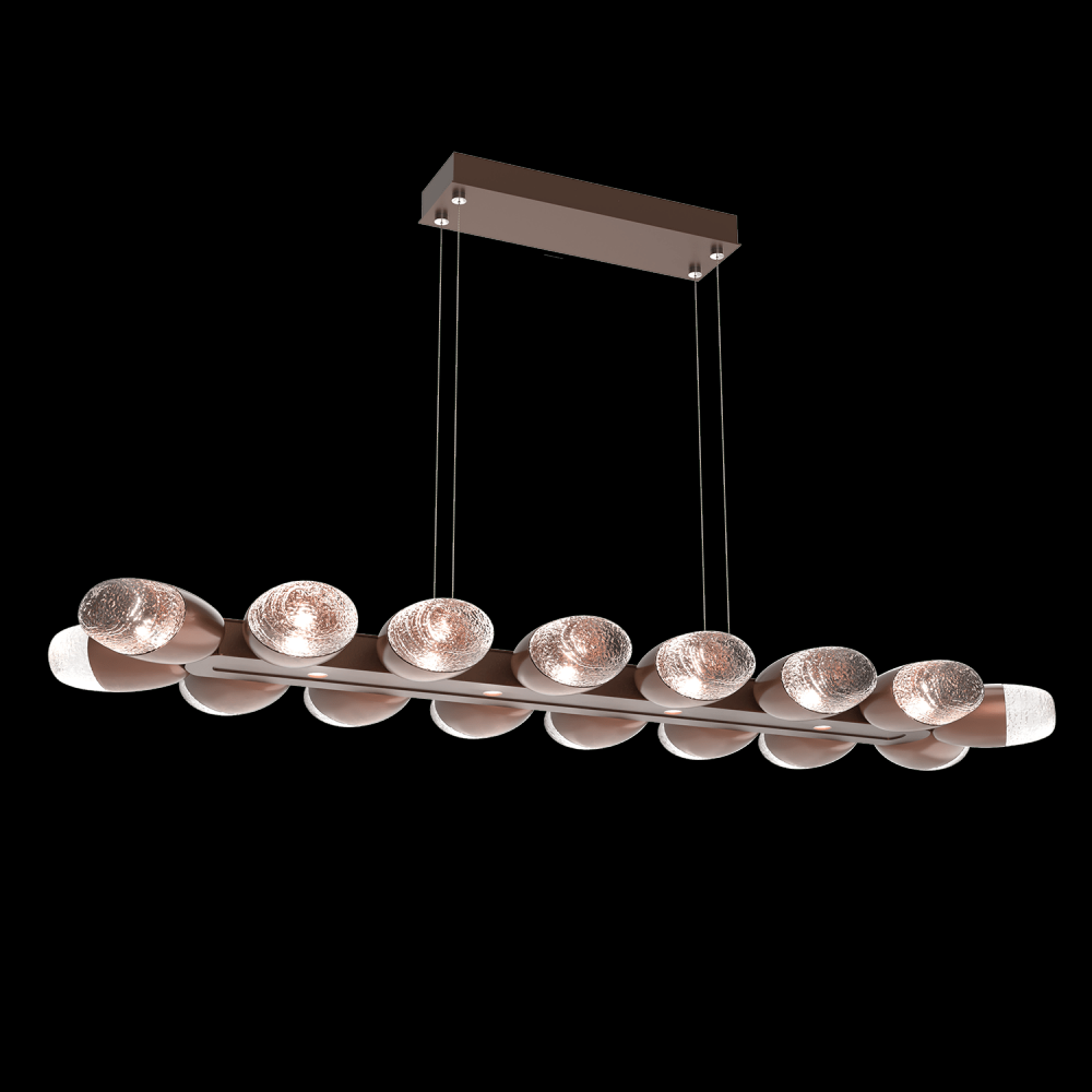 Pebble Linear Suspension 48&#34; Small Glass-Burnished Bronze-Pebble Clear