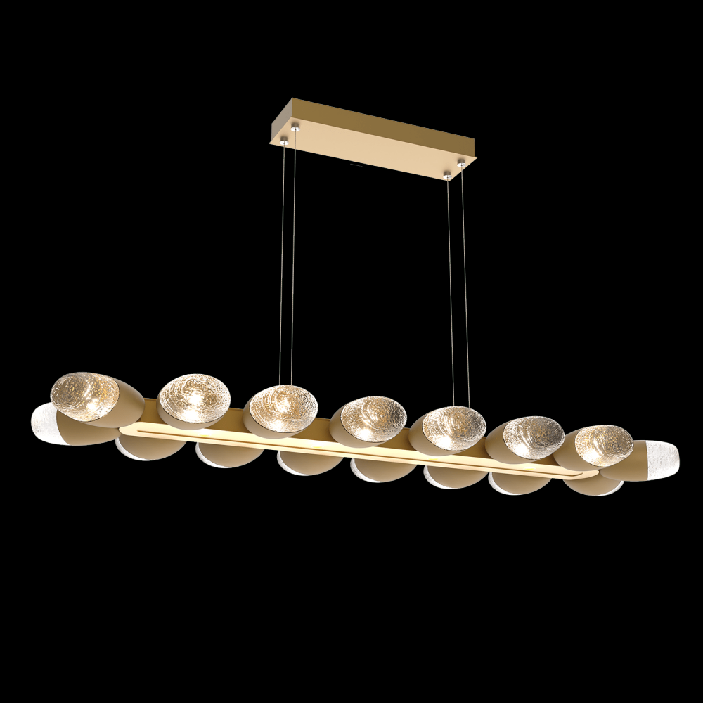 Pebble Linear Suspension 48&#34; Small Glass-Gilded Brass-Pebble Clear