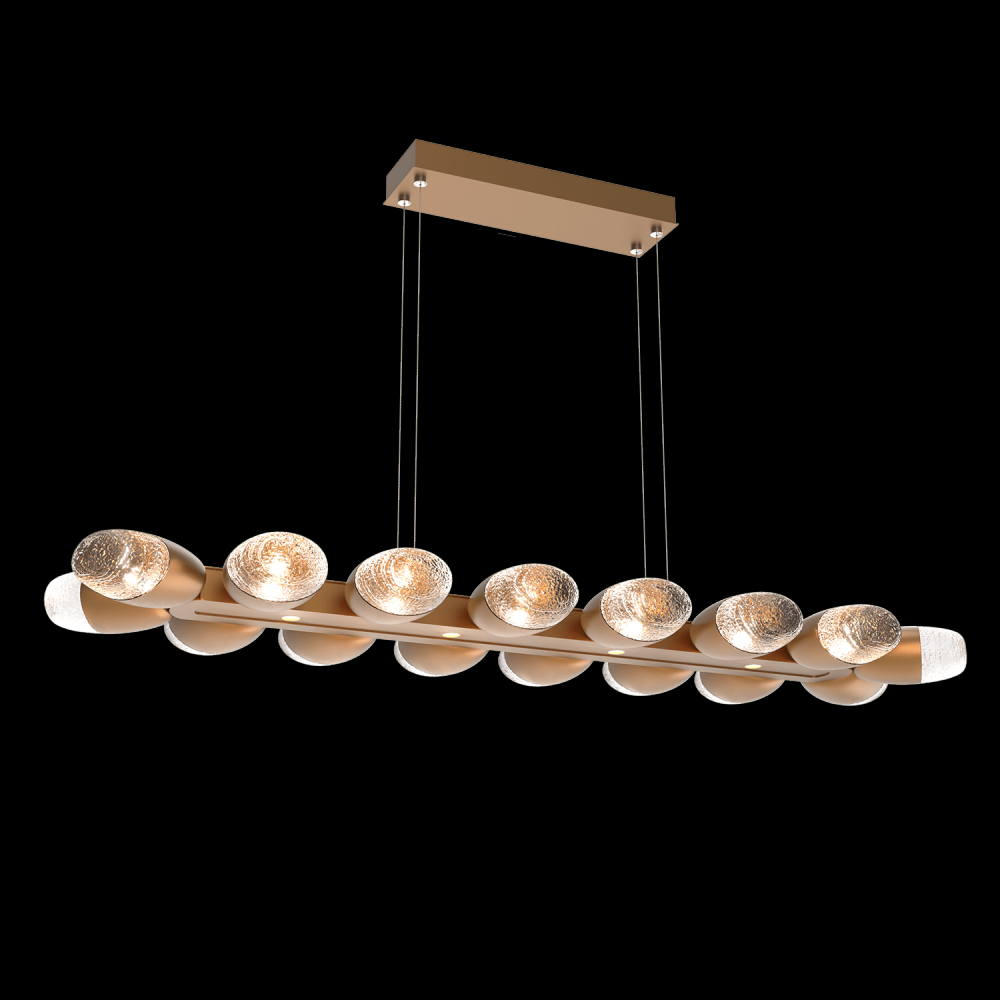 Pebble Linear Suspension 48&#34; Small Glass-Novel Brass-Pebble Clear