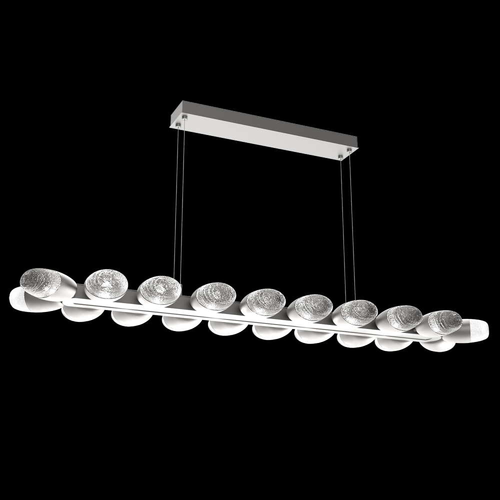 Pebble Linear Suspension 60&#34; Small Glass-Beige Silver-Pebble Clear