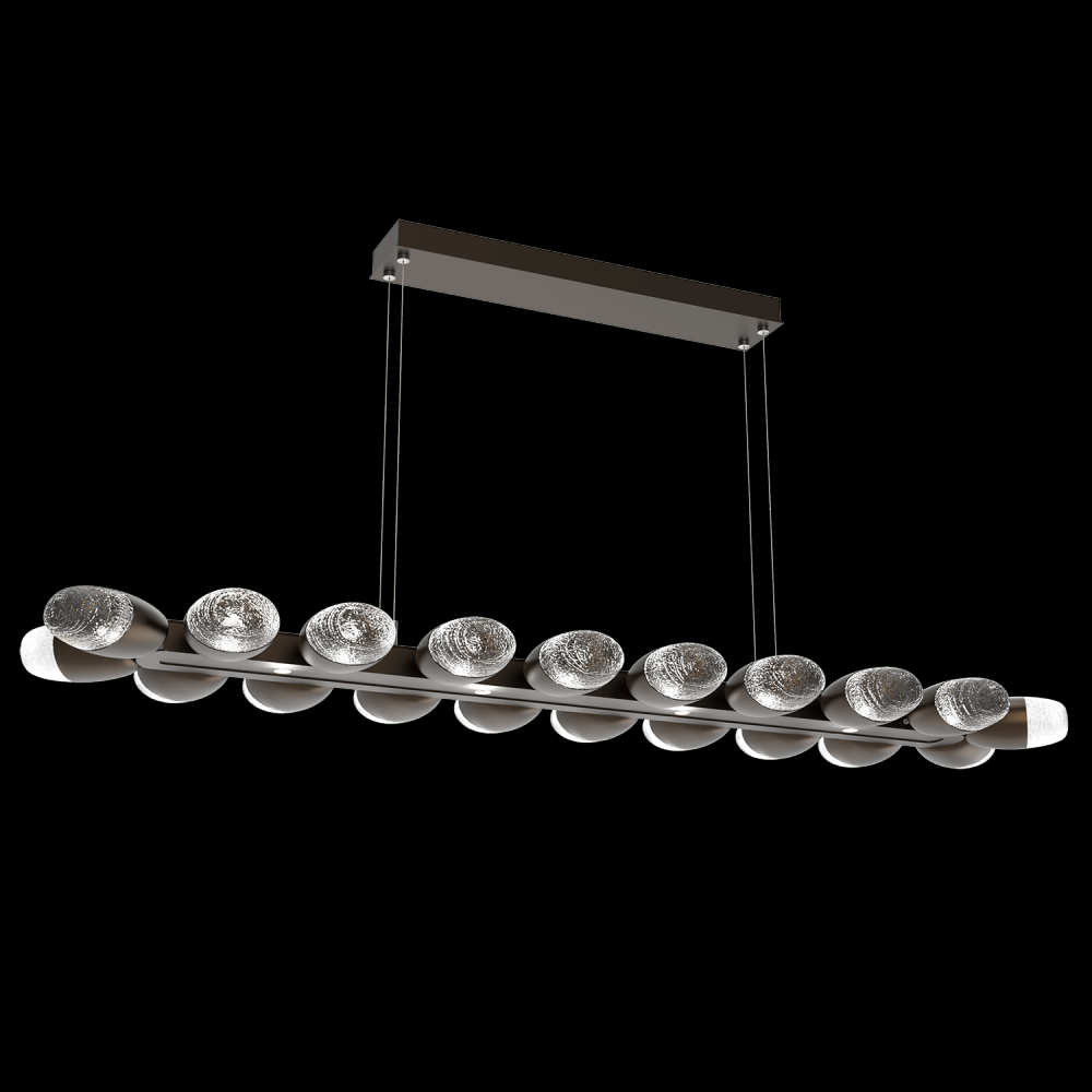 Pebble Linear Suspension 60&#34; Small Glass-Flat Bronze-Pebble Clear