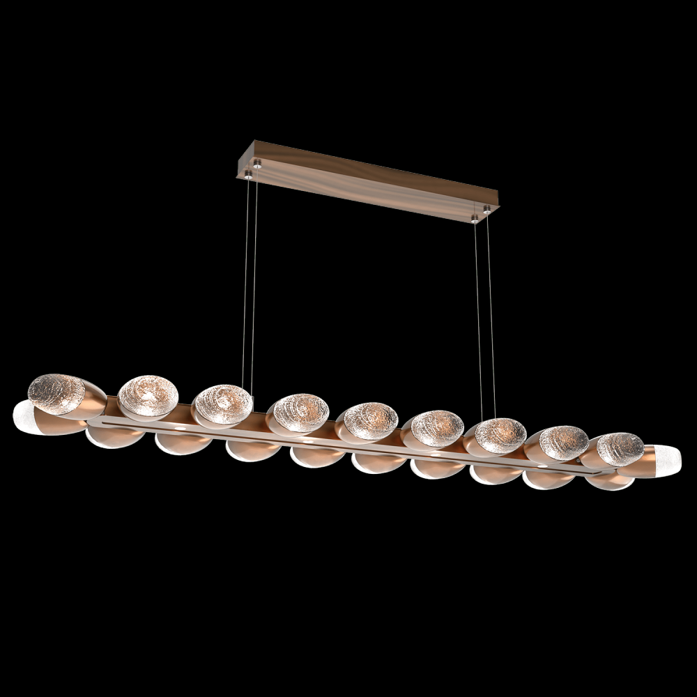 Pebble Linear Suspension 60&#34; Small Glass-Novel Brass-Pebble Clear