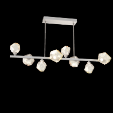 Hammerton PLB0039-T8-BS-A-001-L1 - Gem 8pc Twisted Branch-Beige Silver-Amber Blown Glass-Threaded Rod Suspension-LED 2700K
