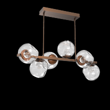Hammerton PLB0086-T6-BB-FC-001-L3 - Luna 6pc Twisted Branch-Burnished Bronze-Floret Inner - Clear Outer-Threaded Rod Suspension-LED
