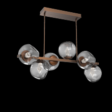 Hammerton PLB0086-T6-BB-GS-001-L3 - Luna 6pc Twisted Branch-Burnished Bronze-Geo Inner - Smoke Outer-Threaded Rod Suspension-LED 3000K