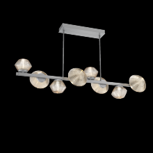 Hammerton PLB0089-T8-CS-A-001-L3 - Mesa 8pc Twisted Branch-Classic Silver-Amber Blown Glass-Threaded Rod Suspension-LED 3000K