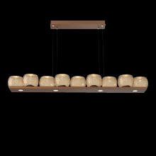 Hammerton PLB0091-0C-BB-B-CA1-L1 - Vessel 59-inch Platform Linear-Burnished Bronze-Bronze Blown Glass-Stainless Cable-LED 2700K