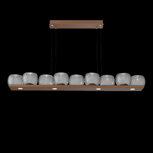 Hammerton PLB0091-0C-BB-S-CA1-L3 - Vessel 59-inch Platform Linear-Burnished Bronze-Smoke Blown Glass-Stainless Cable-LED 3000K
